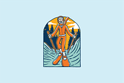 Skier in orange suit on snowy, an Object Illustration by nomlimo.com (Thumbnail 1 of 2)