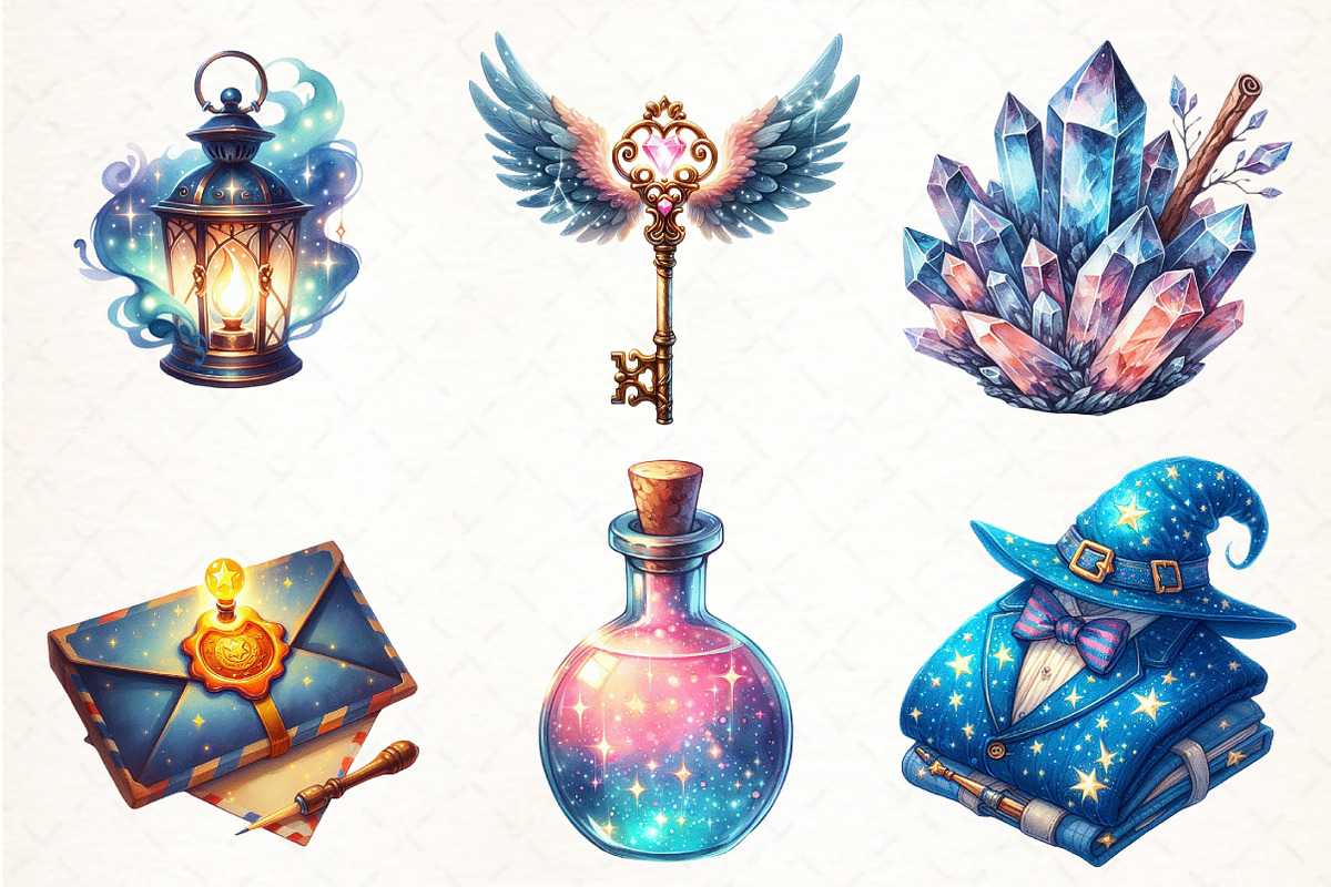 Cute Magic School Watercolor Clipart, an Illustration by Pixels.Craft (Photo 3 of 7)
