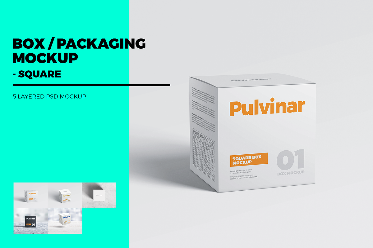 Box / Packaging MockUp - Square, a Cups & Container Mockup by coloformia (Photo 1 of 8)