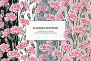 Pink carnation pattern set., a Pattern Graphic by OlyaGutArt (Thumbnail 3 of 7)