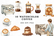 Watercolor Coffee Clipart PNG Bundle, a Photo by Elegant_Studio44 (Thumbnail 1 of 3)