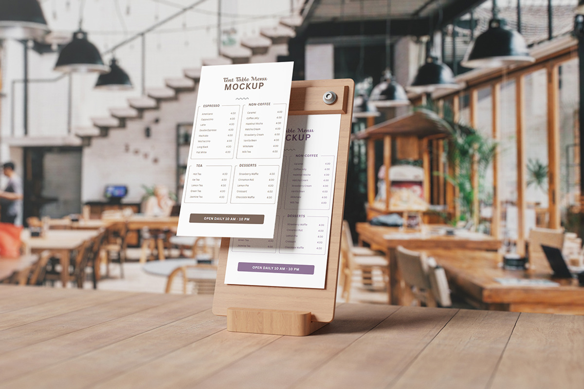 Tent Table Menu Mockup, a Product Mockup by ianmikraz (Photo 3 of 5)