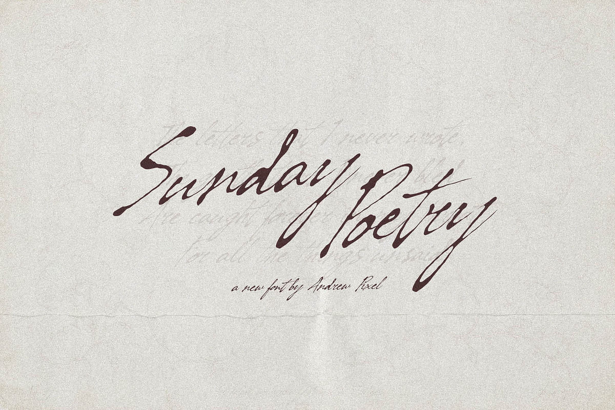Sunday Poetry - Handwritten Script, a Handwritten Font by AndrewPixelType (Photo 1 of 13)