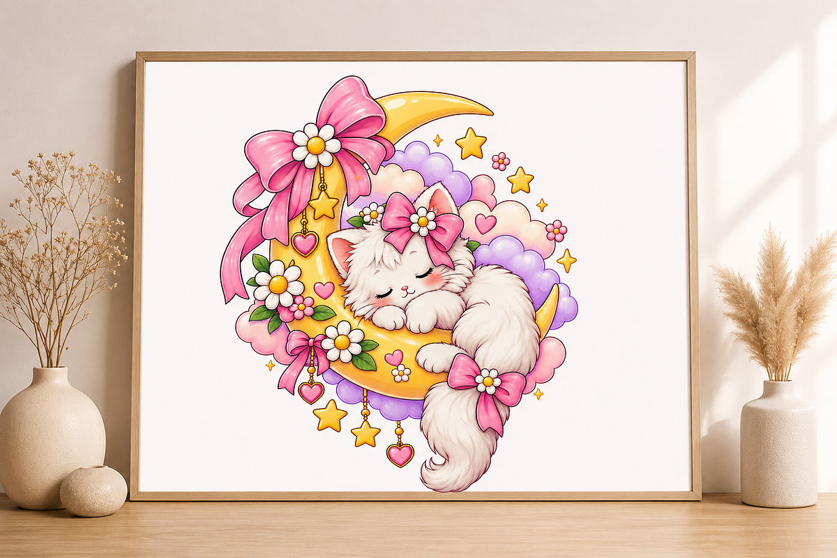 Dreamy Moon Cat Kawaii, an Animal Illustration by HyeRi (Photo 4 of 6)