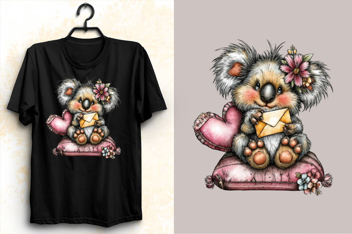 Whimsical Valentine Koala Clipart Bu, an Illustration by SVGArt (Photo 3 of 8)