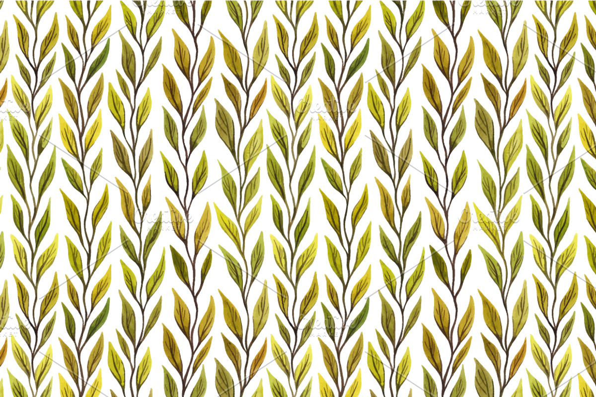 Watercolor pattern with branches, a Pattern Graphic by IreneArt illustrations (Photo 2 of 2)