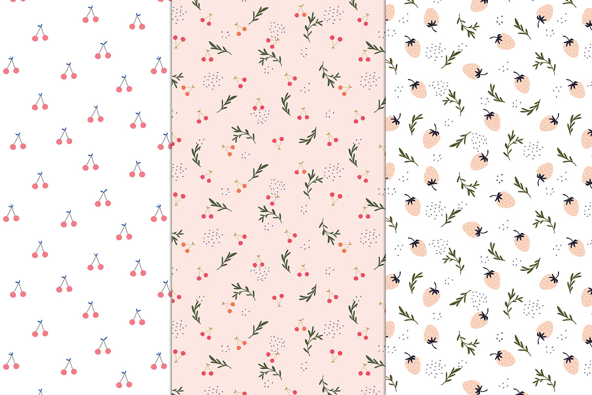 Delicate berry seamless patterns, a Pattern Graphic by Katie Lisker (Photo 2 of 3)