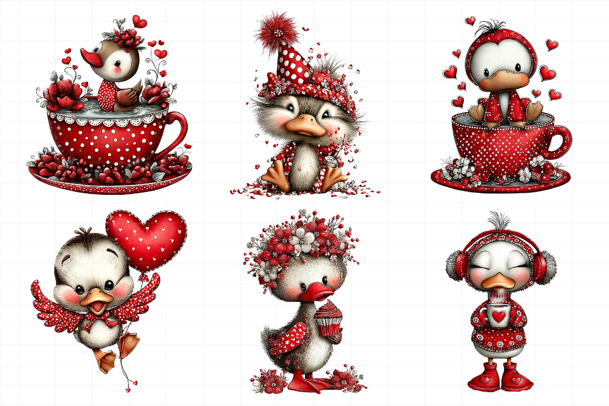 Cute Baby Duck Valentine Clipart, an Illustration by Daily.Designs (Photo 8 of 8)