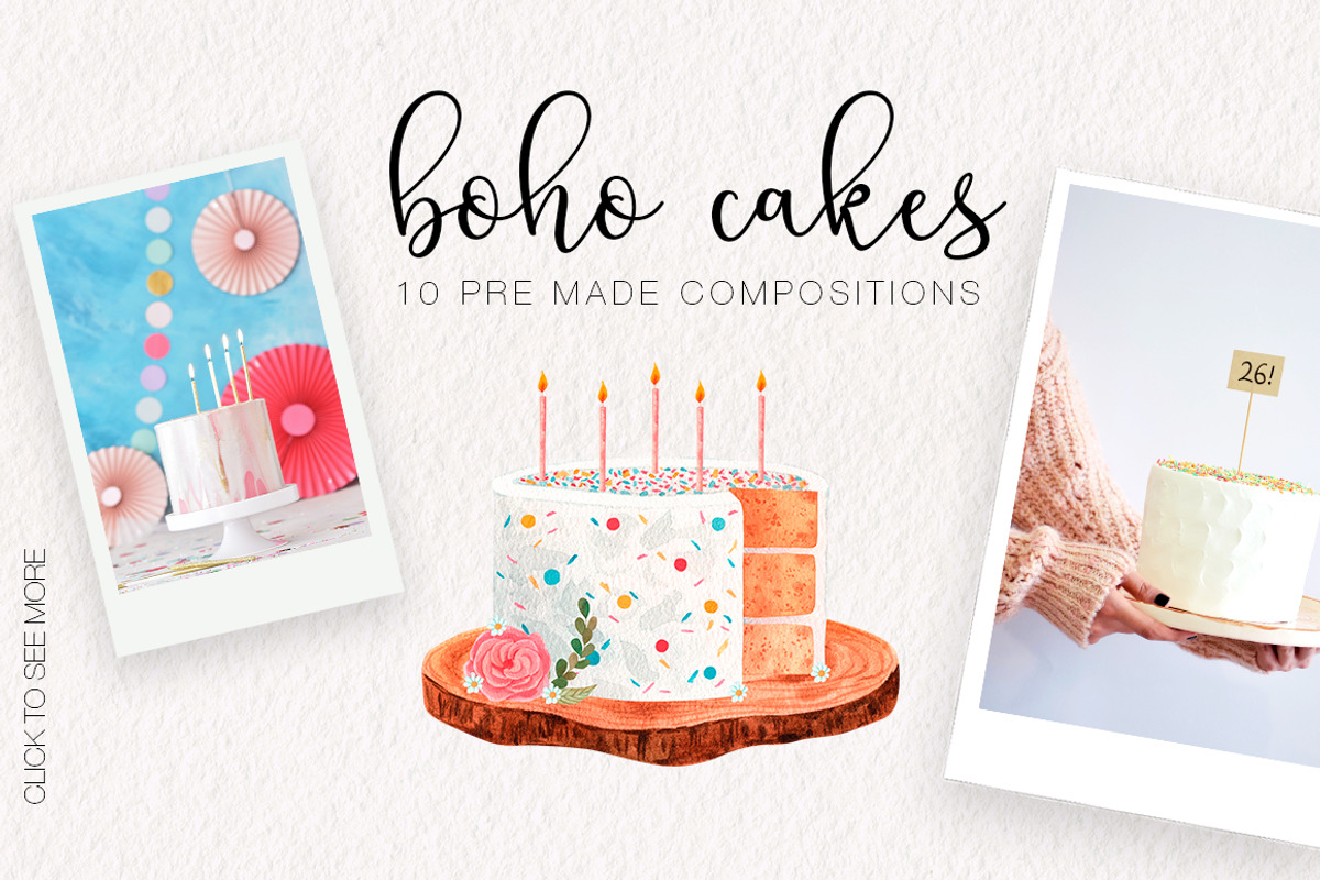 Boho Cakes Watercolor Set, an Illustration by Art Dari Autumn (Photo 6 of 13)