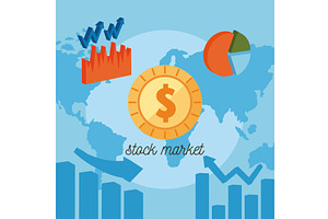 stock market lettering card, a Finance Illustration by studiogstock