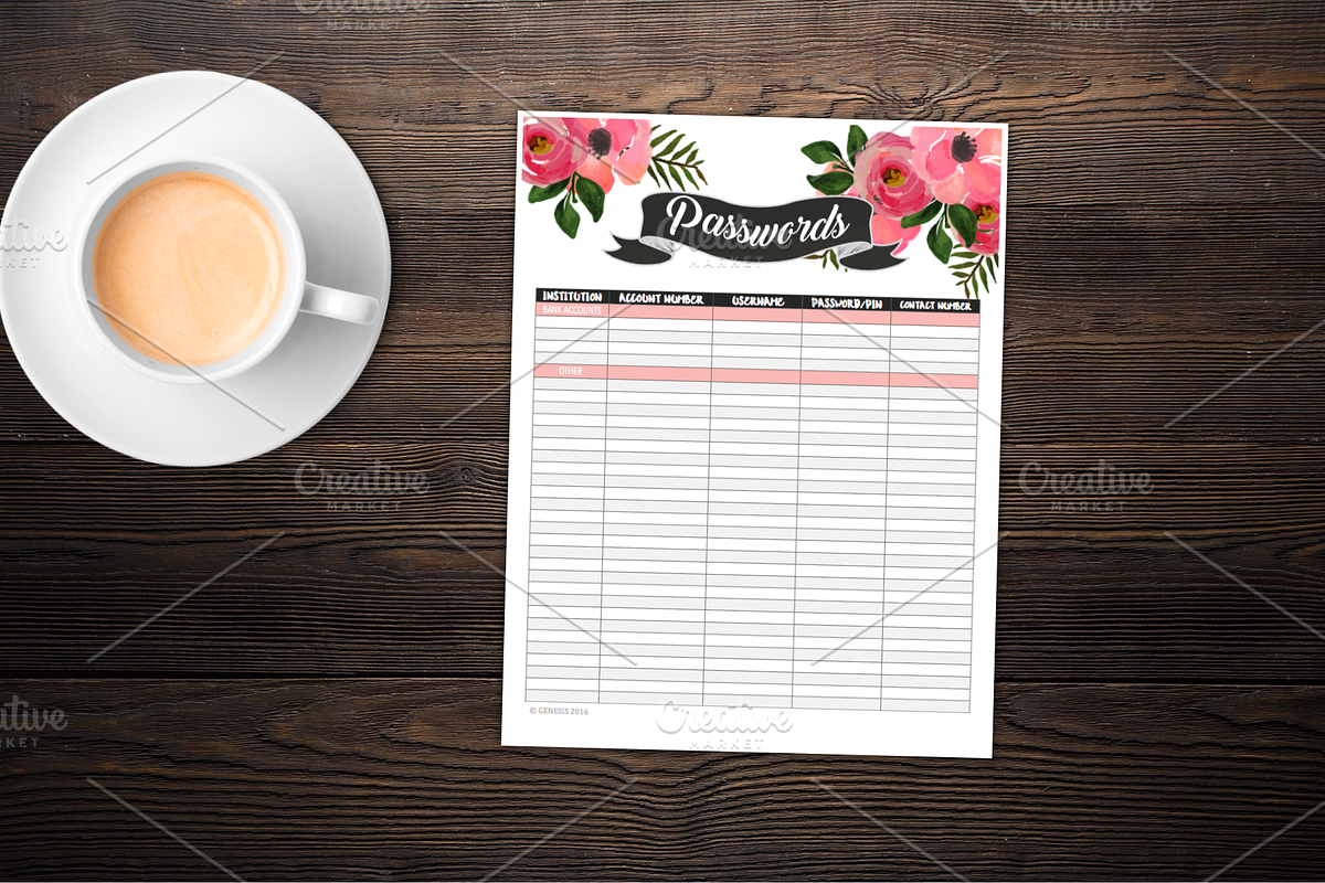 Passwords Log - Chalkboard Style, a Stationery Template by Genesis Printables