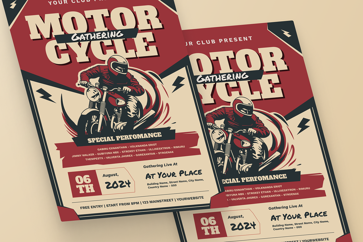 Motorcycle Gathering Flyer, a Flyer Template by MMPixelCraft (Photo 2 of 5)