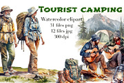 Tourist camping, watercolor clipart, a Person Illustration by AkvarelRiver (Thumbnail 1 of 8)