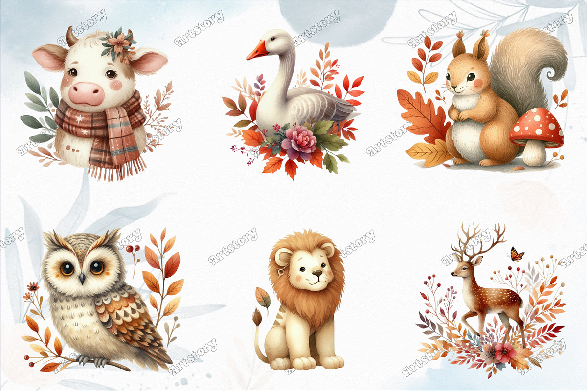 Autumn Animals Clipart, an Illustration by designcity5 (Photo 2 of 5)