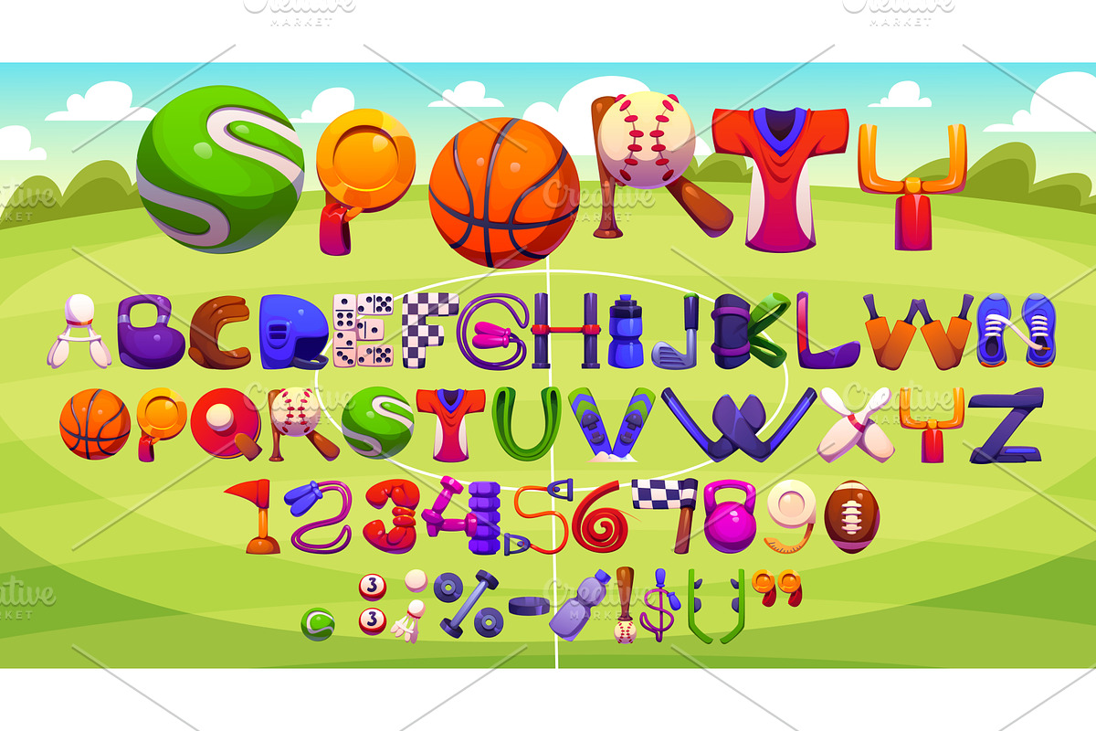Cartoon sport font athletic typeface, a Sport Illustration by Vector Tradition