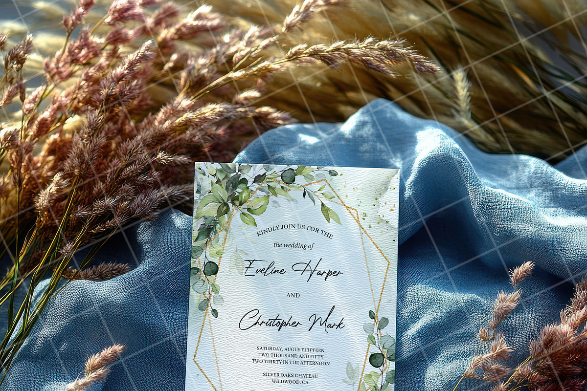 Blue 5x7 Invitation card mockup PSD, an Advertising Mockup by Blush Roses Print (Photo 6 of 9)