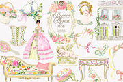 watercolor rococo coquette clipart, a Decorative Illustration by Patishop Art (Thumbnail 1 of 9)