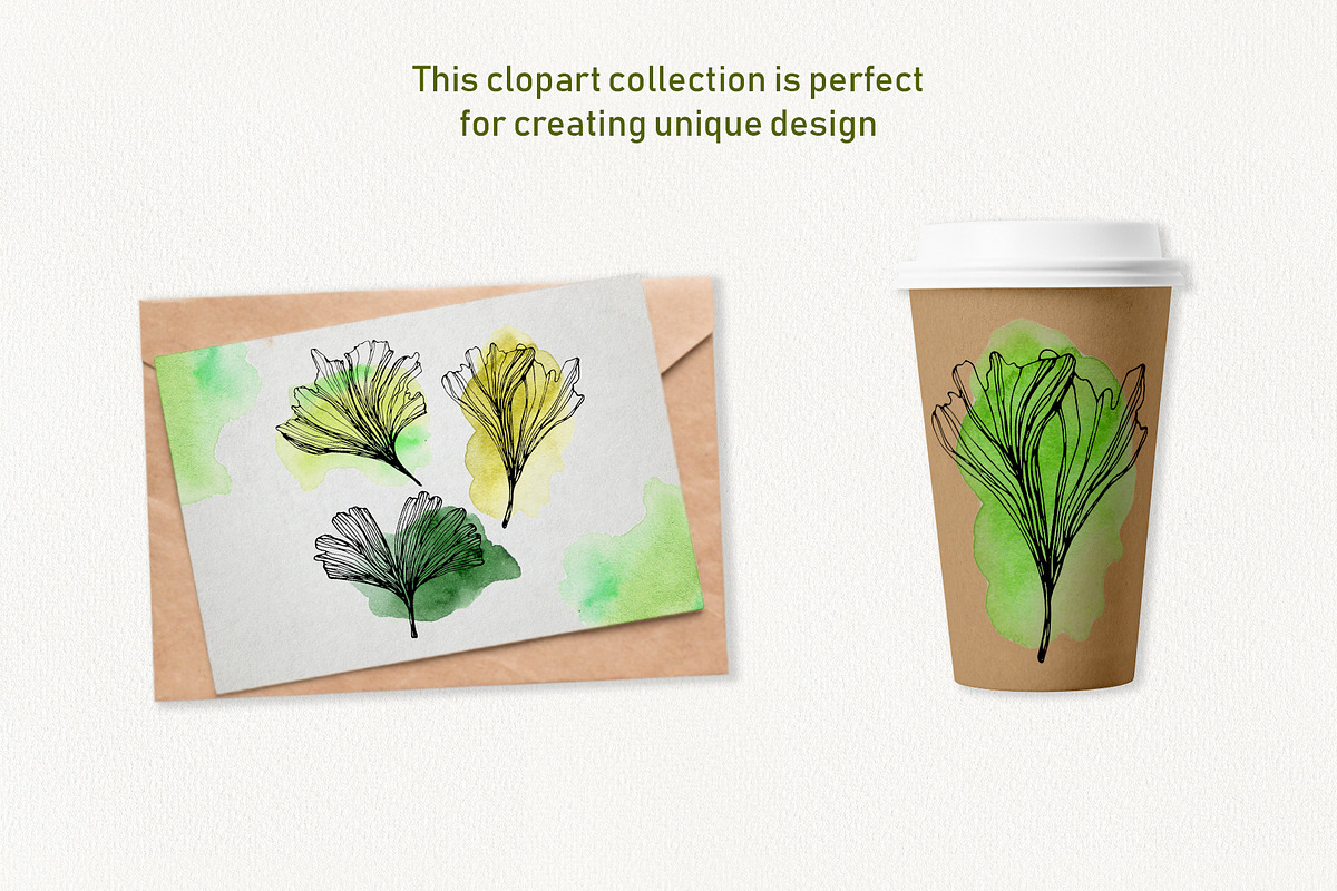 Gingko leaves floral patterns, a Pattern Graphic by Dina Guiter (Photo 5 of 14)