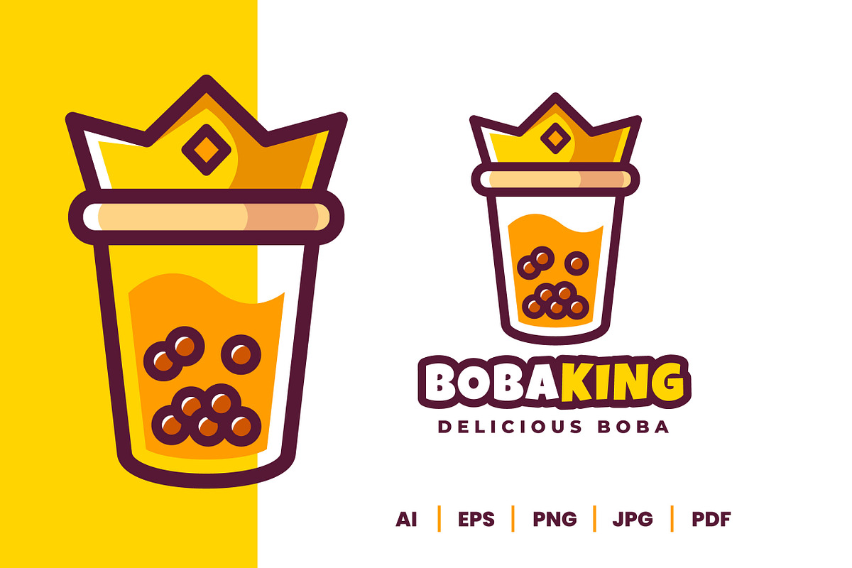 Boba King Logo Design Template, a Branding & Logo Template by Akito Studio (Photo 1 of 2)