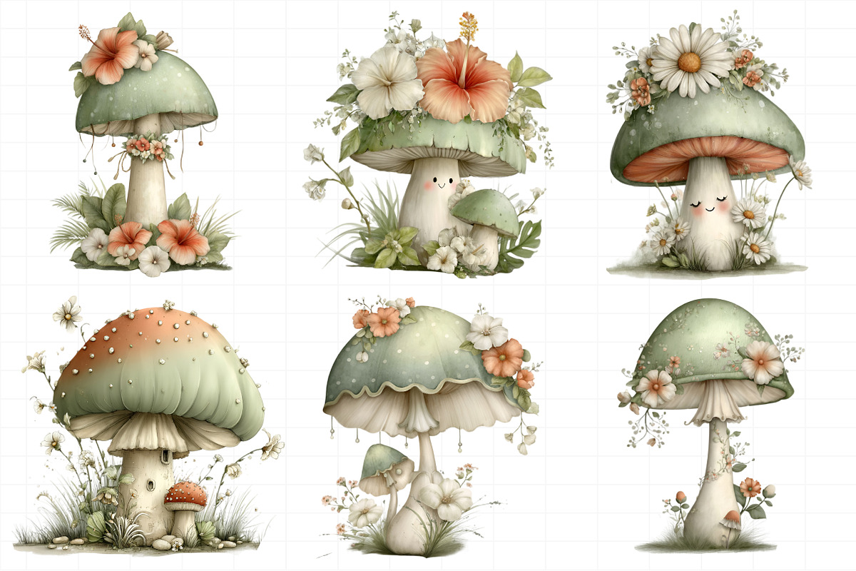 Whimsical Summer Mushroom Clipart, an Illustration by Daily.Designs (Photo 3 of 7)