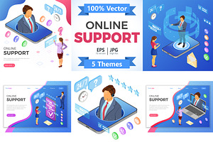 Isometric Online Customer Support, a Person Illustration by TAlex