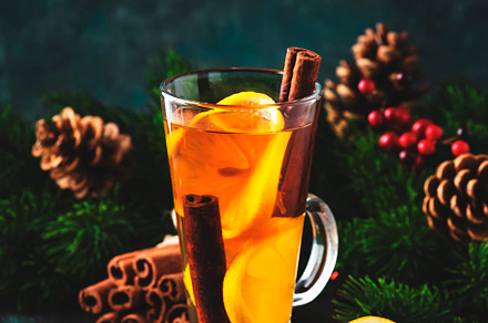 Hot winter tea drink, spicy cocktail, punch or mulled wine with, a Food & Drink Photo by 5PH