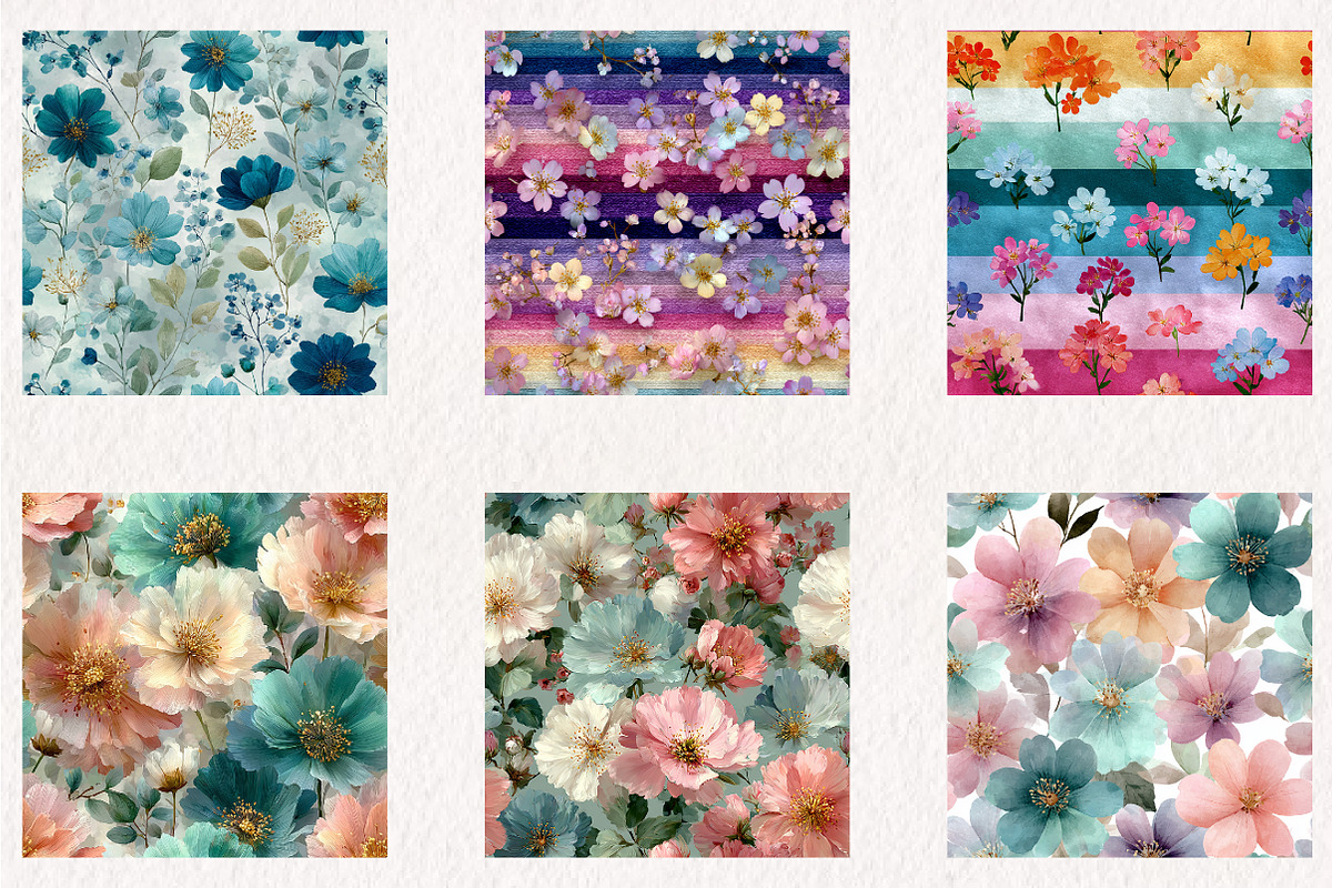 Spring Florals Seamless Digital Pape, a Pattern Graphic by CreationArt (Photo 6 of 7)