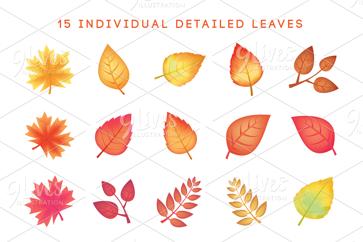 Fall Leaves Frames & Border Set, a Seasonal Illustration by 9 Lives Illustration (Photo 2 of 3)