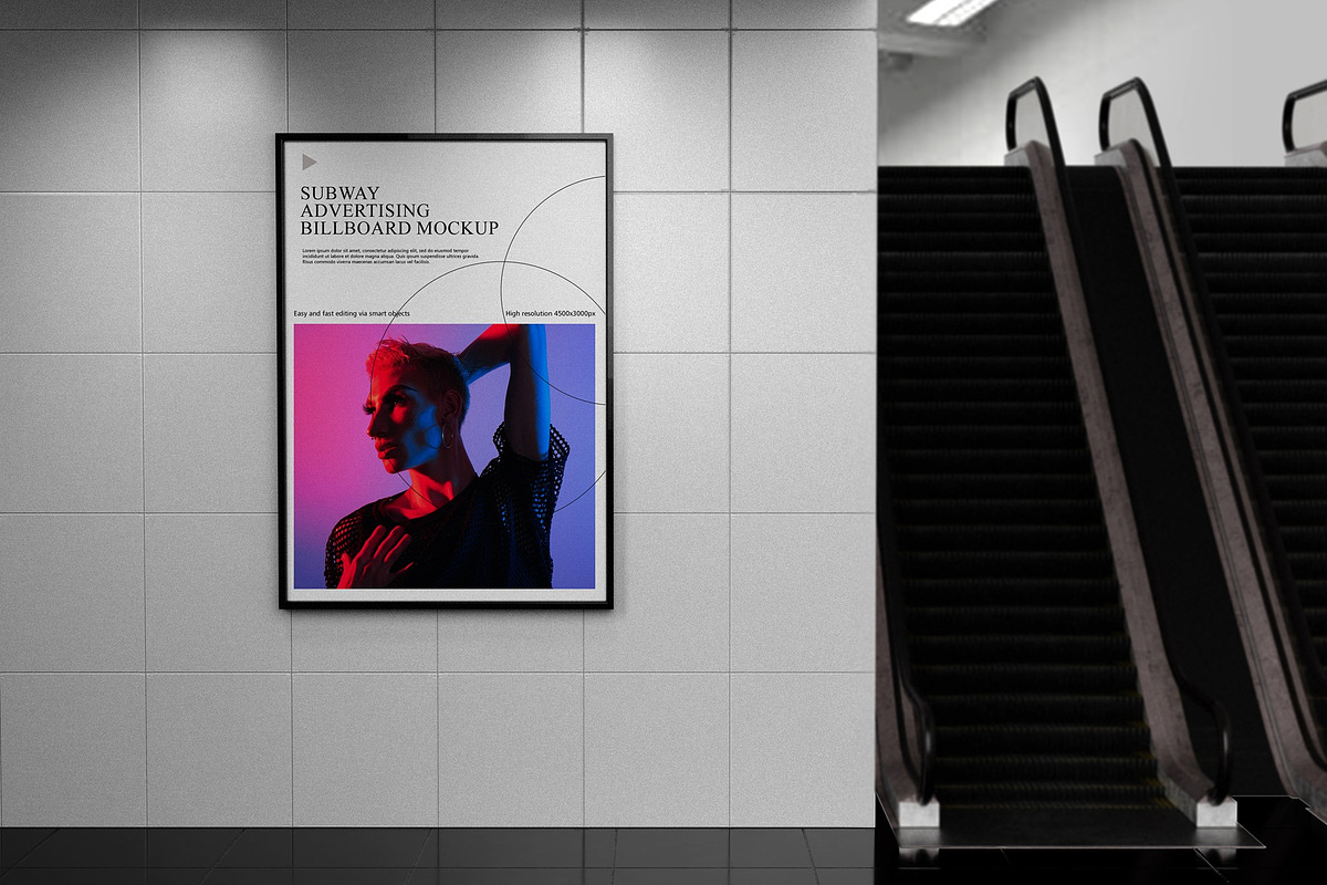 Subway advertising Billboard Mockup, an Advertising Mockup by Tahtagraphic (Photo 2 of 4)