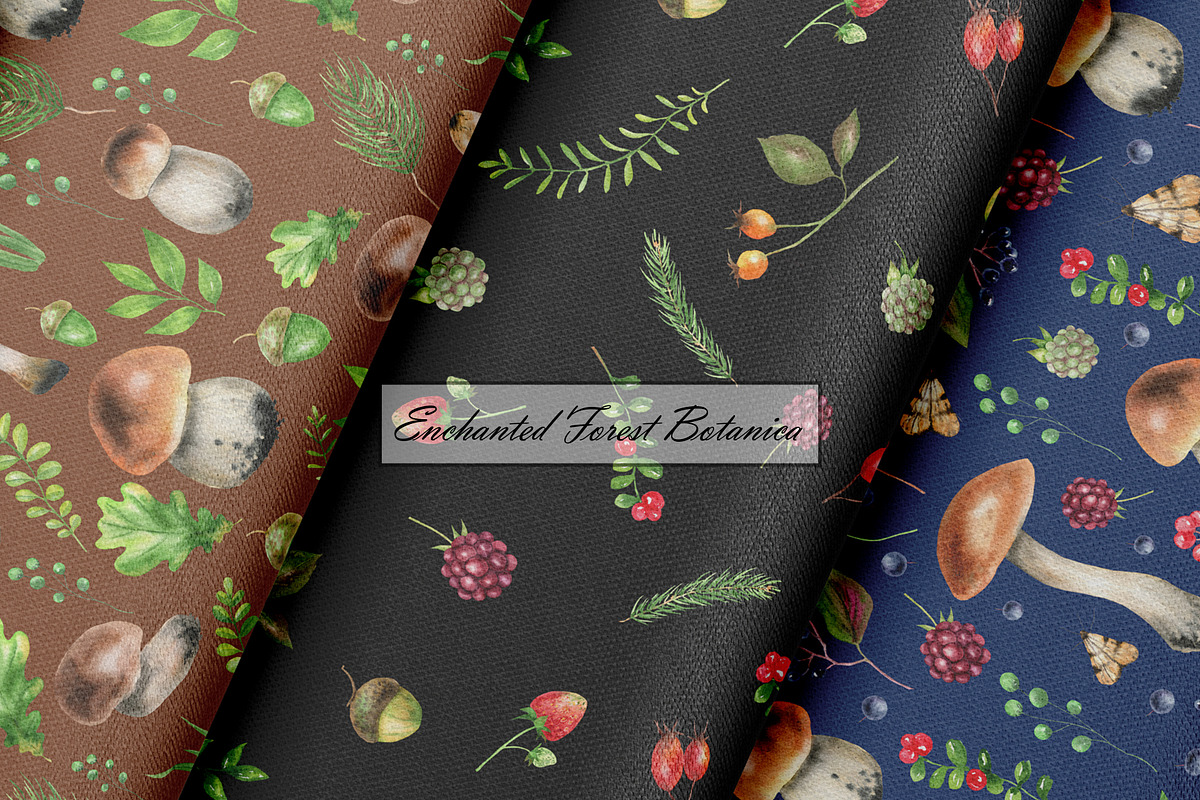 Watercolor Forest Seamless Patterns, a Decorative Illustration by OlDm_Shop (Photo 5 of 10)
