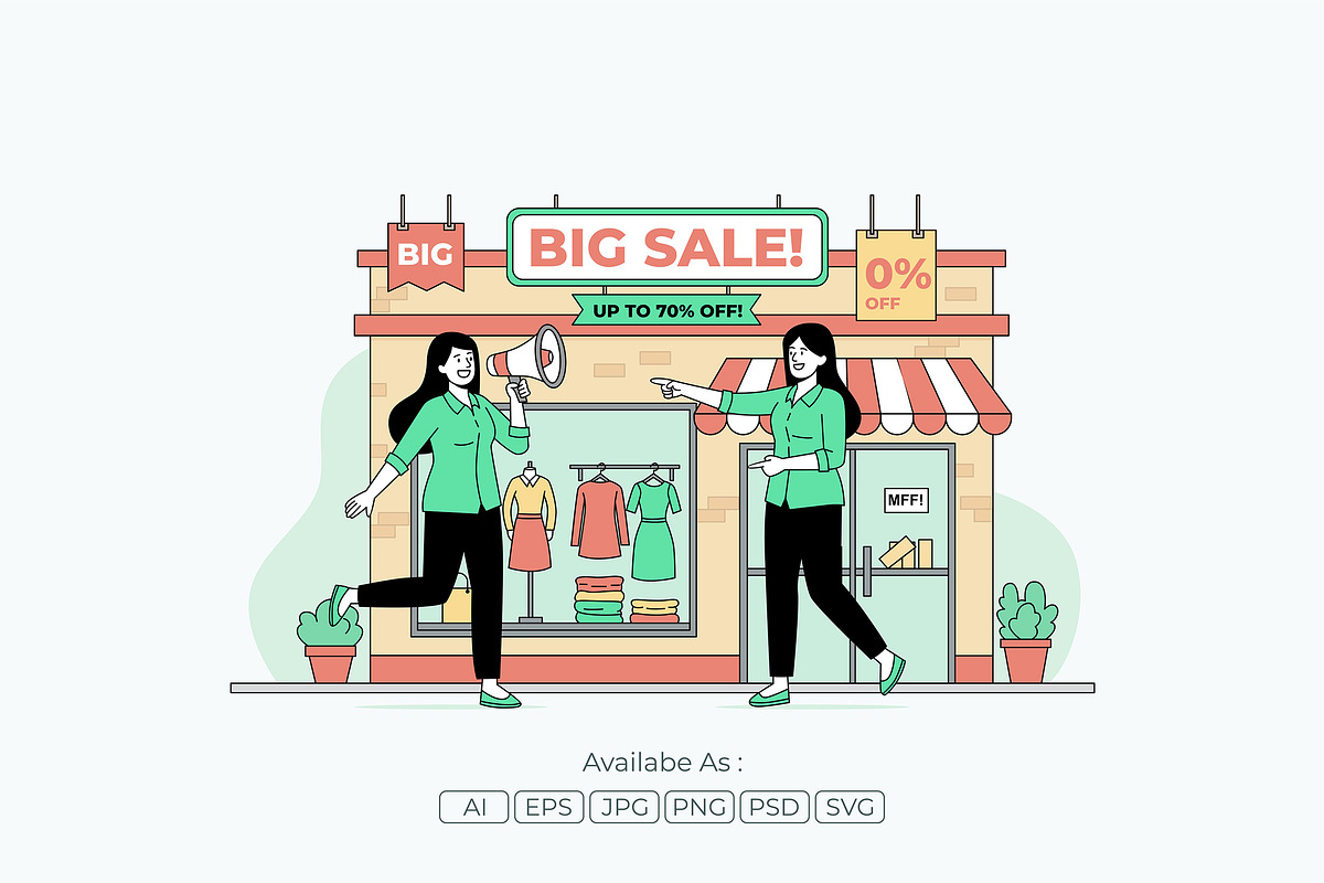 Woman Big Sale Store Illustration, a Person Illustration by Partikusi Design (Photo 2 of 3)