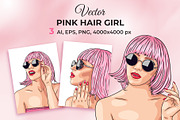 Vector Pink Hair Girl, a Person Illustration by Iryna Denysova (Thumbnail 1 of 4)