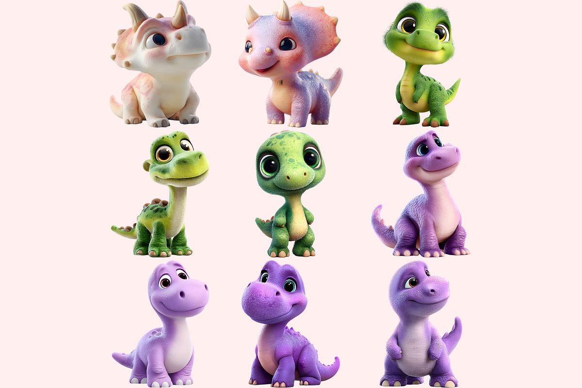 Funny Dinosaur Clipart PNG Bundle, a Graphic by M9 Design (Photo 4 of 9)