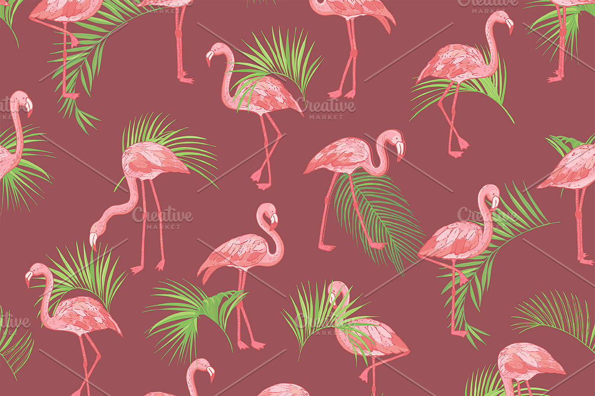 Flamingo in the Palm Leaves, a Pattern Graphic by GooseFrol (Photo 6 of 23)