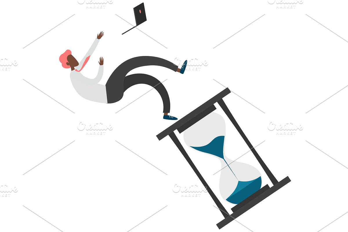 Hard work metaphor with man falling, a Person Illustration by Sky Pics Studio