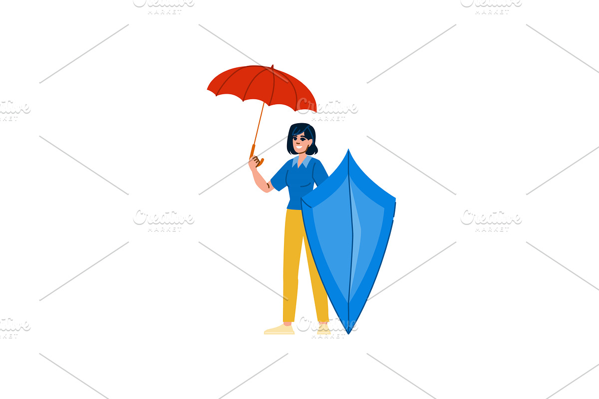 Businesswoman holding umbrella and, a Finance Illustration by pikepicture