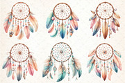 Watercolor Boho Dreamcatcher Clipar, an Illustration by DreamCafeArt (Thumbnail 2 of 4)