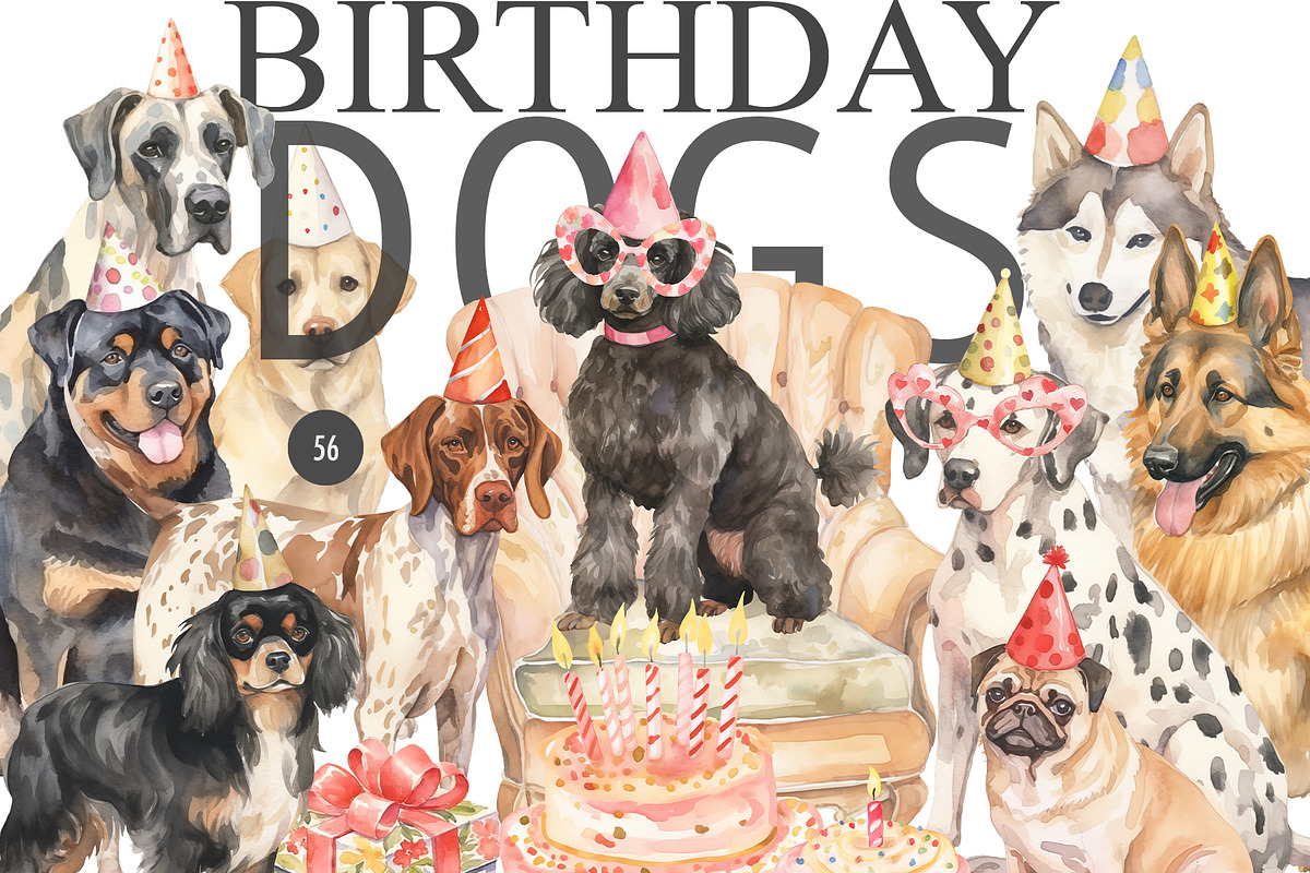 Birthday Dogs, an Animal Illustration by TheCuteShop (Photo 1 of 8)