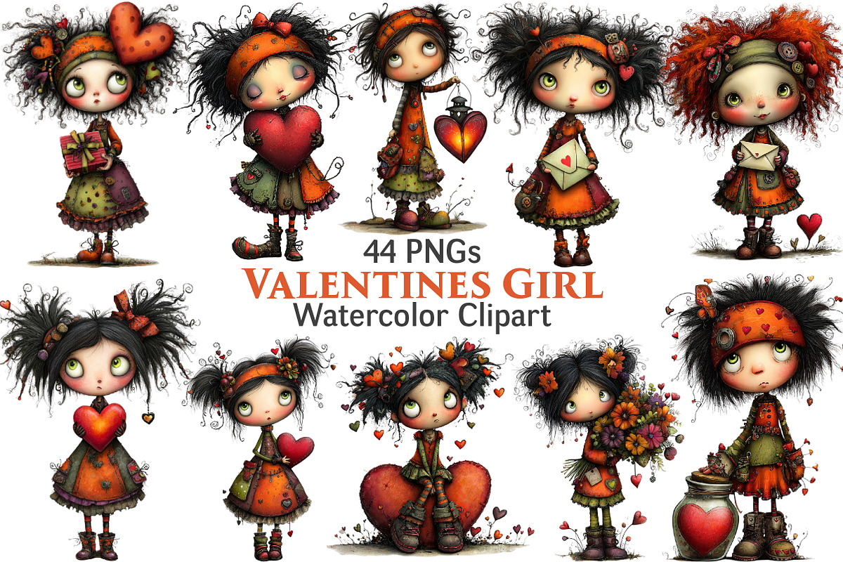 Valentines Girl Clipart, an Illustration by Pixels.Craft (Photo 1 of 5)