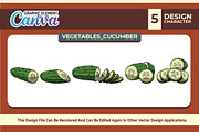 Cucumber Vegetables Vector Set, an Illustration by vectstudio (Thumbnail 1 of 3)