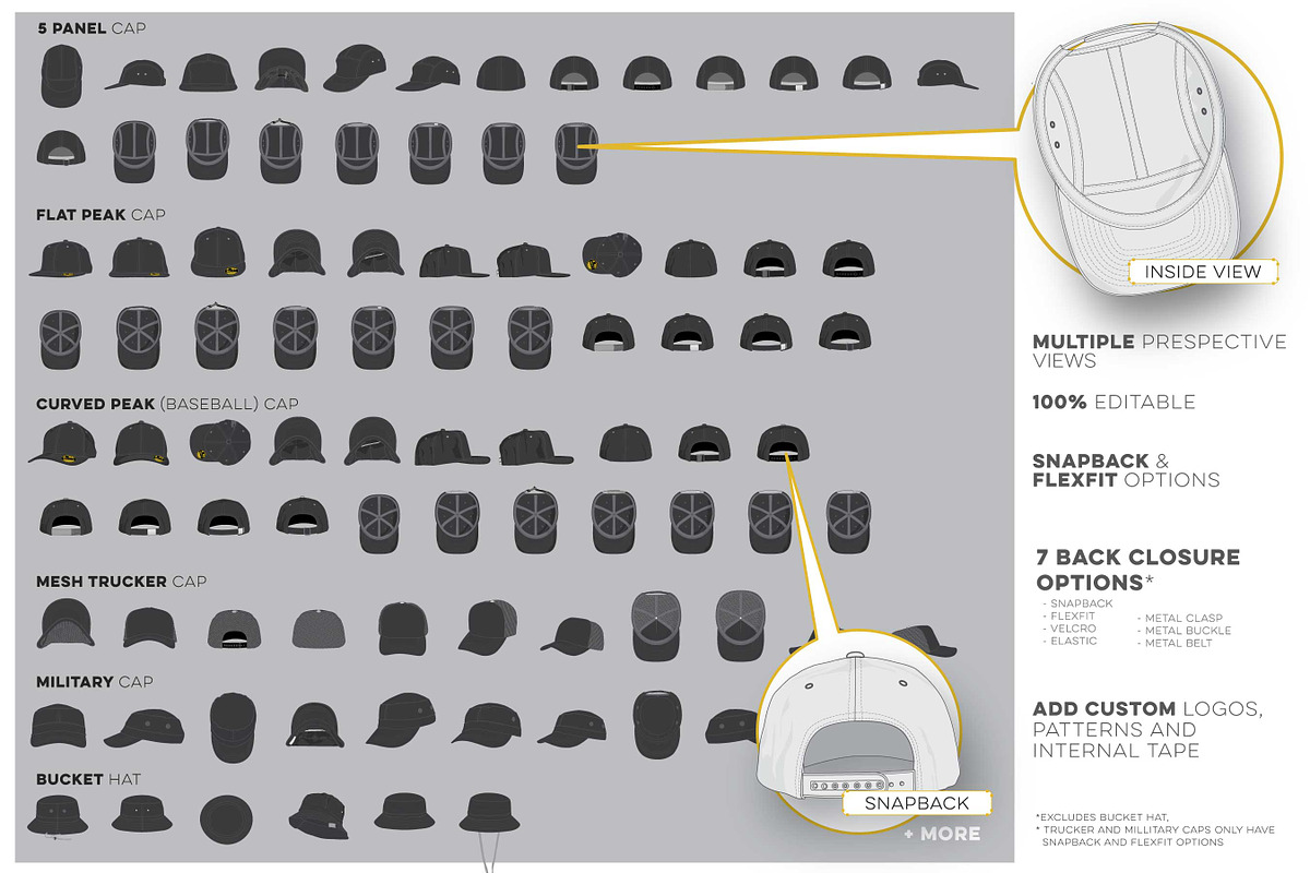 Hat Mockup Studio - Vector Edition, a Hat Mockup by PrePress Toolkit (Photo 2 of 6)