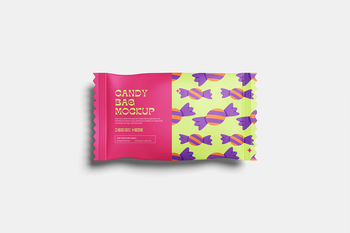 Candy Bag Mockup, a Packaging Mockup by Hazzpro_Std (Photo 2 of 5)