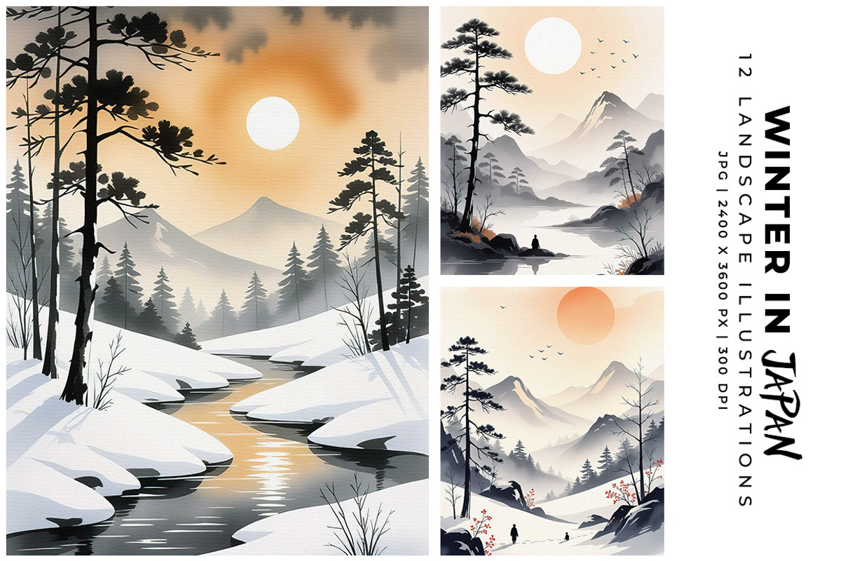 Winter in Japan, a Seasonal Illustration by Digital Art Creations (Photo 4 of 7)