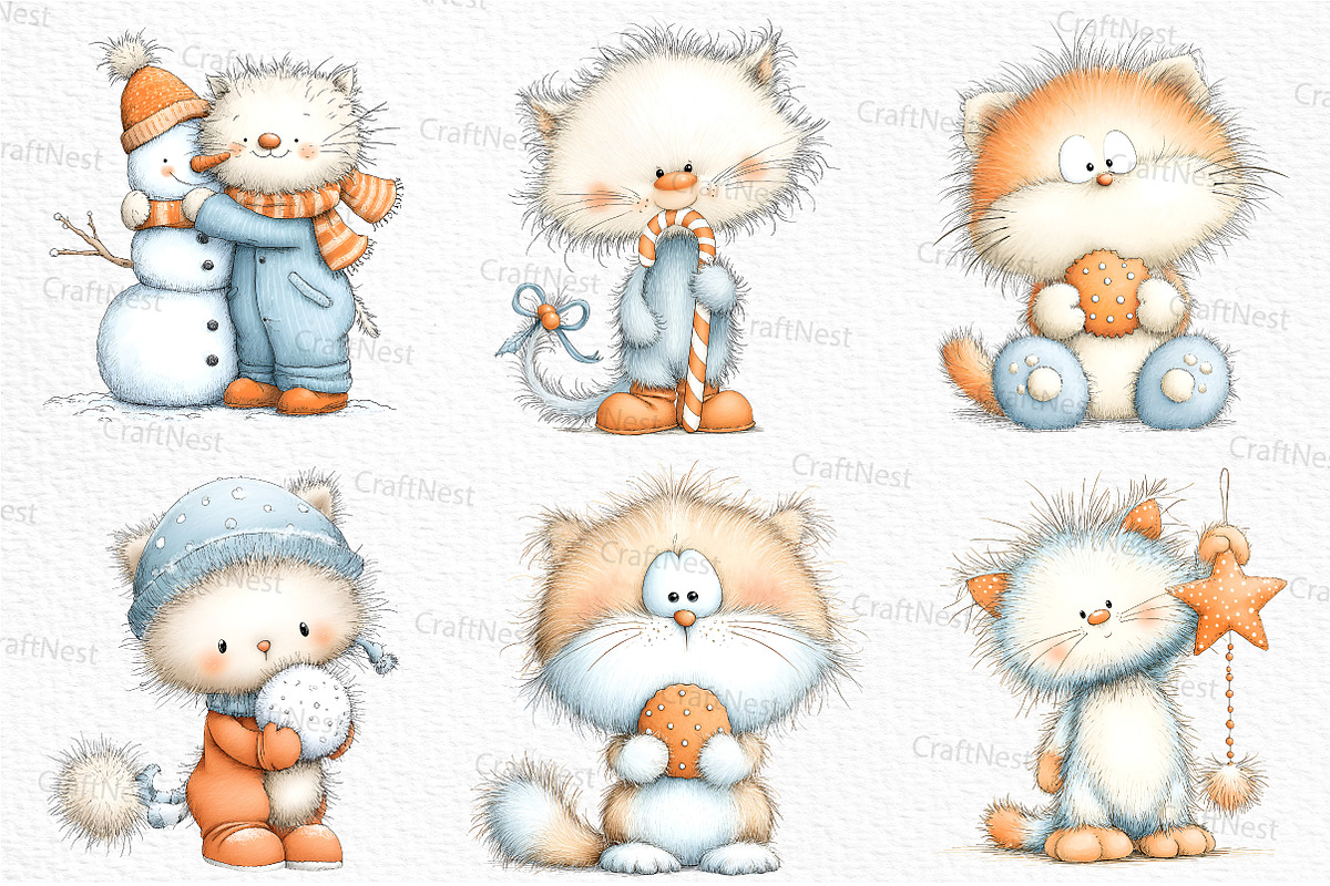 Cute Christmas Fluffy Cats, an Illustration by Craft Nest (Photo 3 of 6)