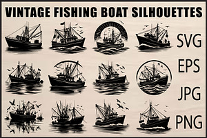 Vintage Fishing Boat Bundle, an Object Graphic by Designer_Momina