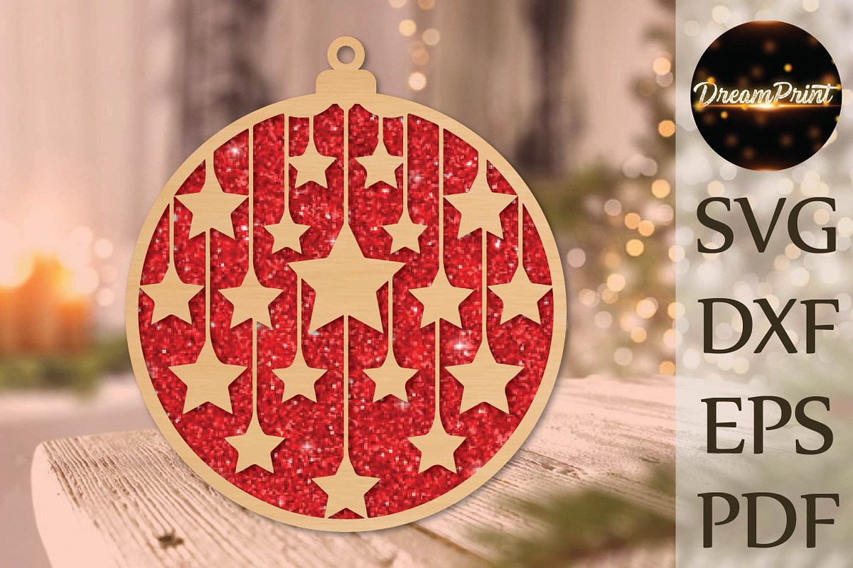 Hanging Stars Christmas Ornament SVG, an Object Graphic by DreamPrint404 (Photo 1 of 4)