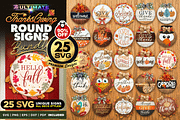 25 ThanksGiving Round Signs SVG Bund, a Seasonal Illustration by Asaelv Shop! (Thumbnail 1 of 7)