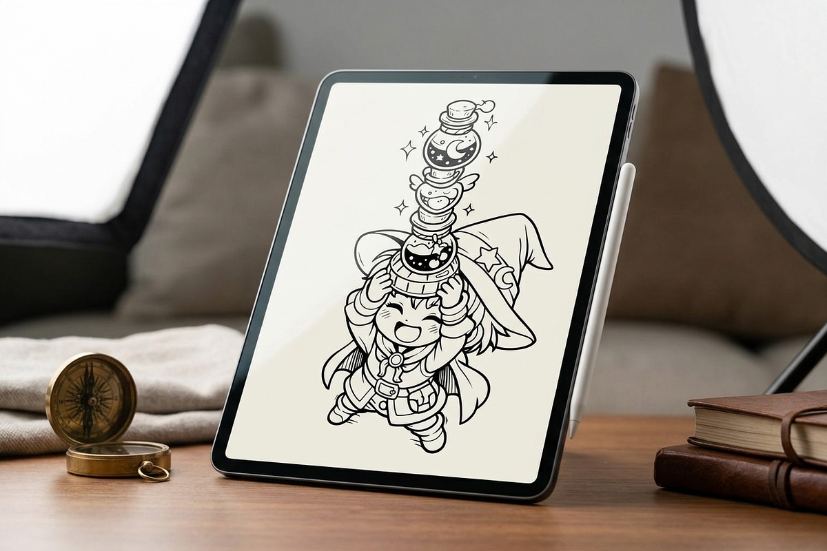 Cute Wizard Coloring Book Page Vol3, a Seasonal Illustration by ikarifq shop (Photo 4 of 5)