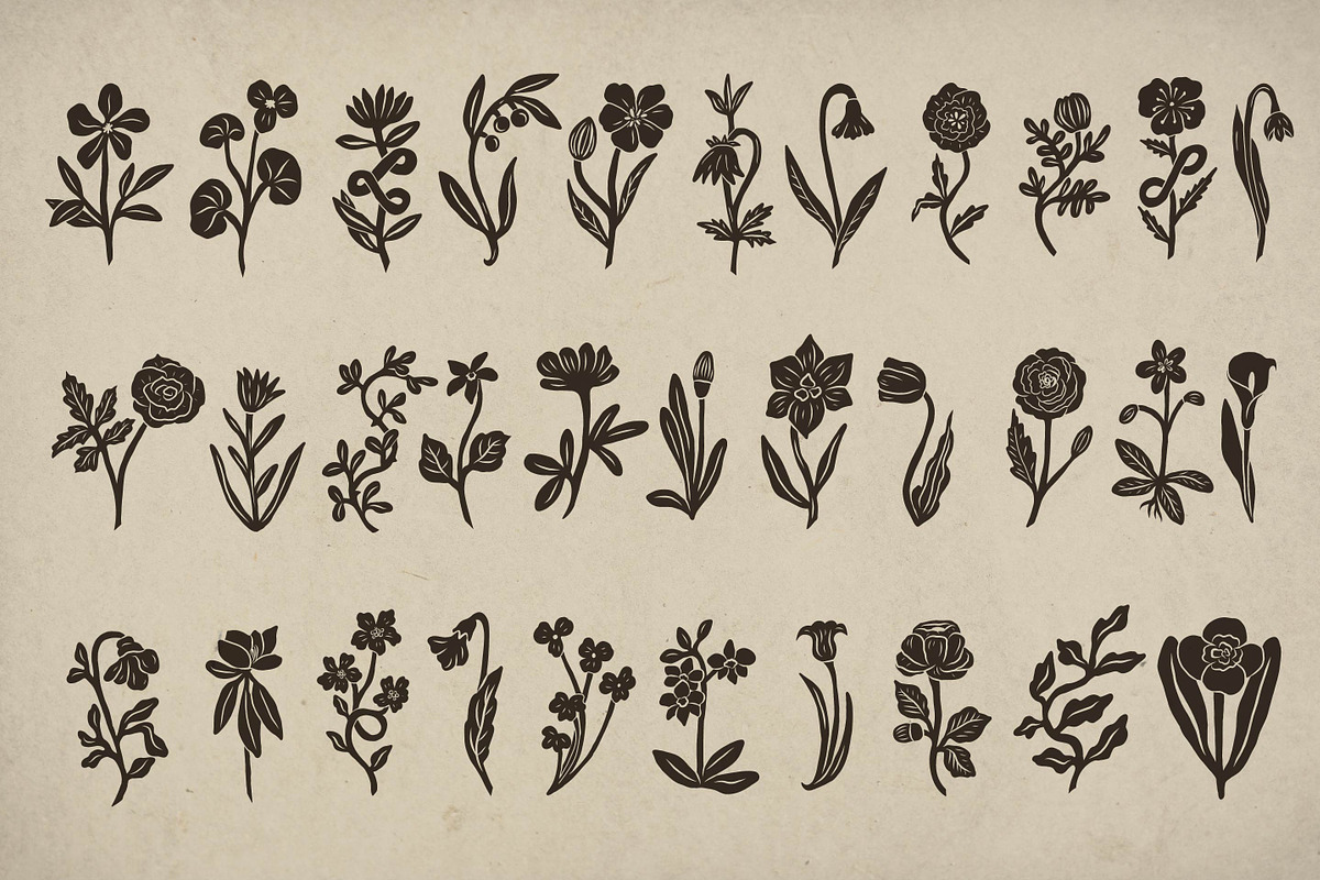 Midnight Garden flowers set, an Object Illustration by RaDavCrafts (Photo 3 of 10)
