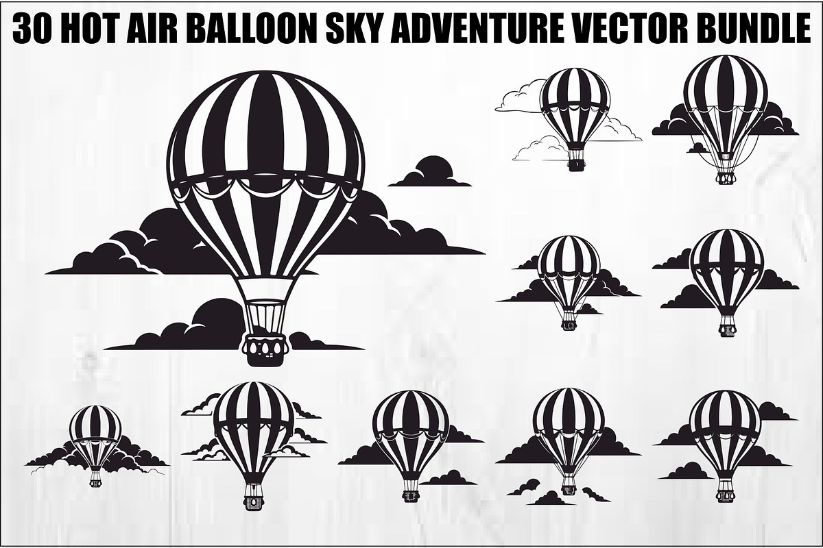 Hot Air Balloon Sky Bundle, an Illustration by yasushie (Photo 1 of 31)